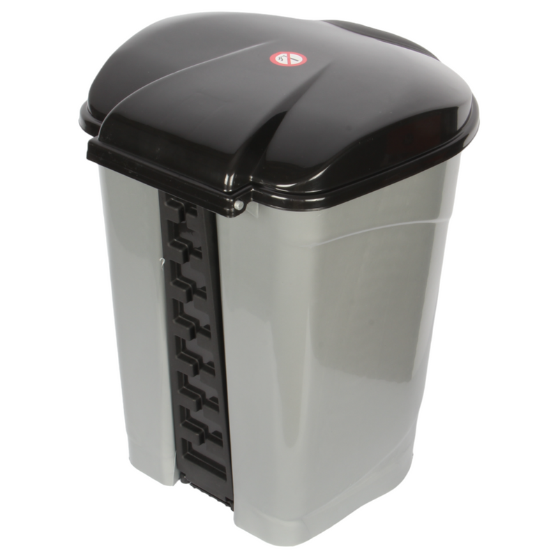 19L Round Kitchen Pedal Bin with Inner Bucket. Foot Operated Waste Bin. (Silver)