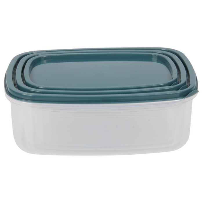 3pcs Rectangle Food Storage Container Set with Lids. Microwave & Freezer Safe.