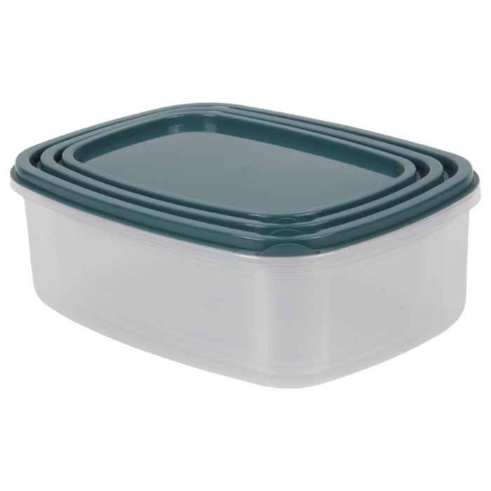 3pcs Rectangle Food Storage Container Set with Lids. Microwave & Freezer Safe.