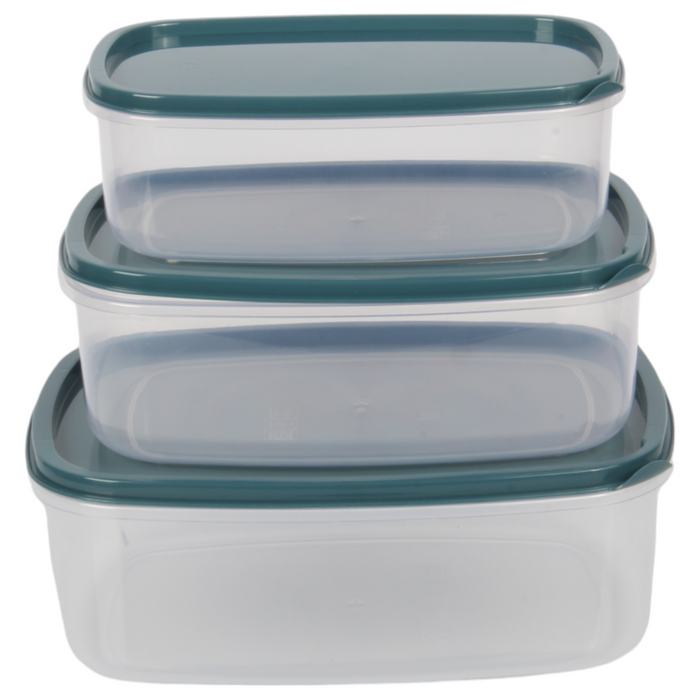 3pcs Rectangle Food Storage Container Set with Lids. Microwave & Freezer Safe.