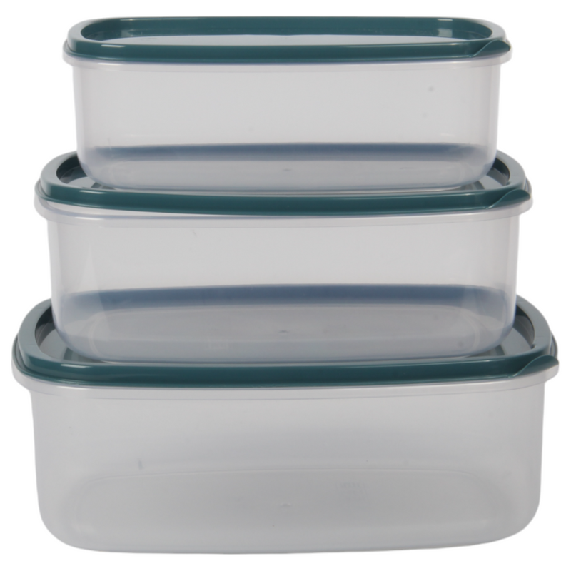3pcs Rectangle Food Storage Container Set with Lids. Microwave & Freezer Safe.