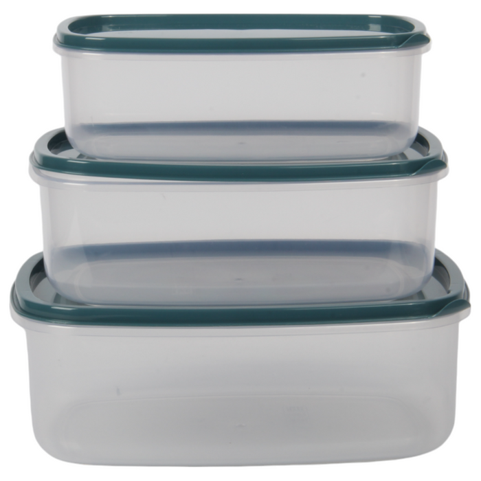 3pcs Rectangle Food Storage Container Set with Lids. Microwave & Freezer Safe.