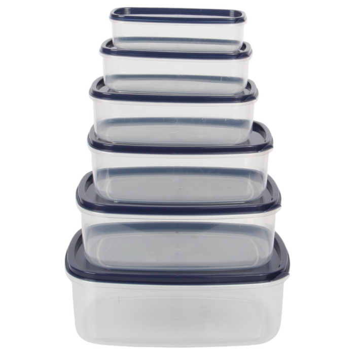 6pcs Food Storage Container Set with Lids. Rectangular Airtight Storage Box.