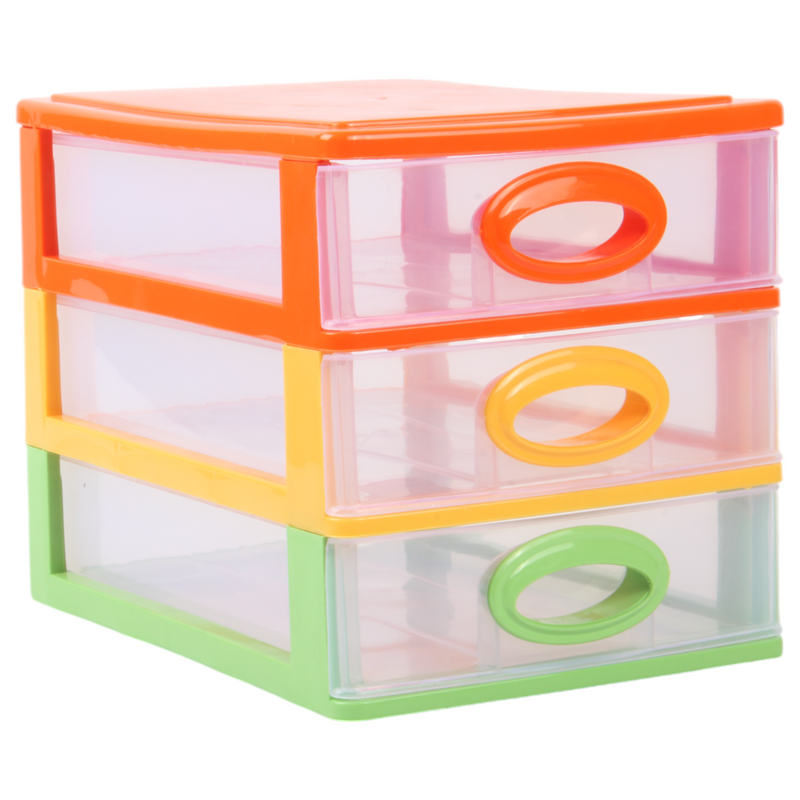 Small Storage Unit with Drawers. 3 Tier Desktop Storage Tower.