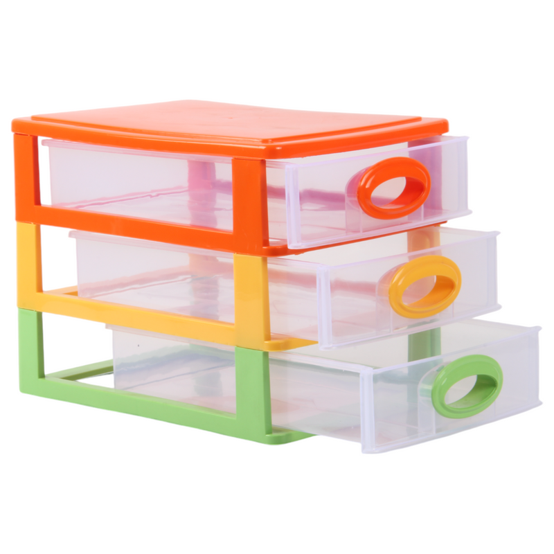 Small Storage Unit with Drawers. 3 Tier Desktop Storage Tower.