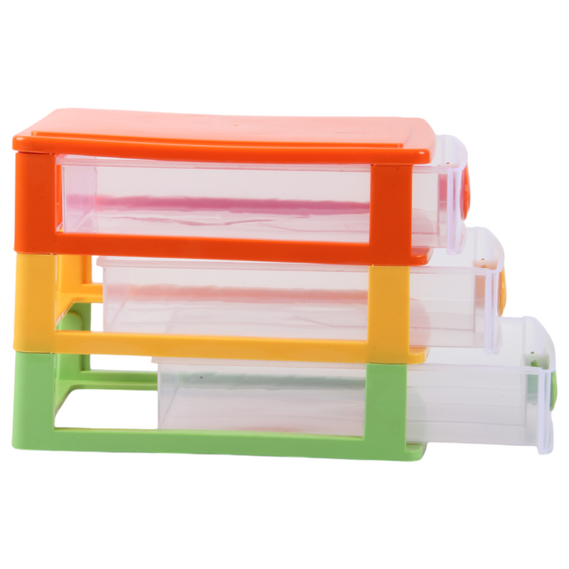 Small Storage Unit with Drawers. 3 Tier Desktop Storage Tower.