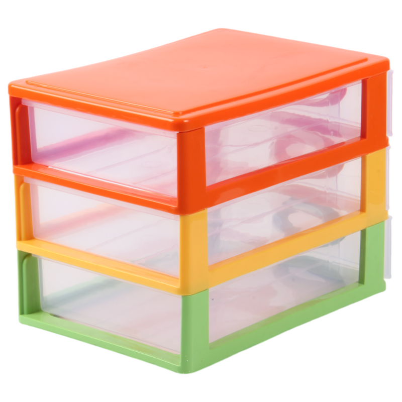 Small Storage Unit with Drawers. 3 Tier Desktop Storage Tower.