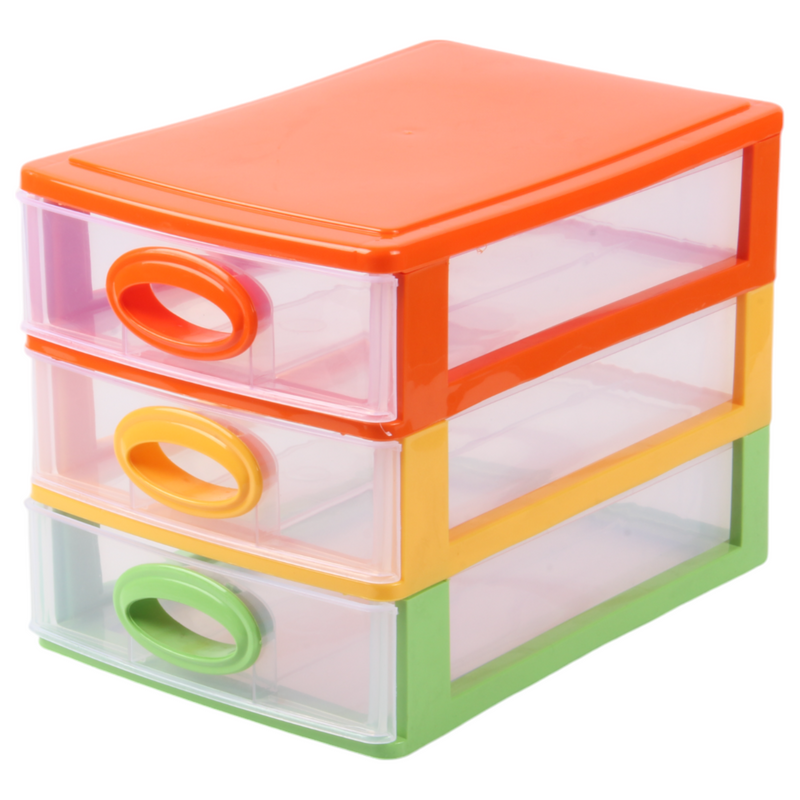 Small Storage Unit with Drawers. 3 Tier Desktop Storage Tower.