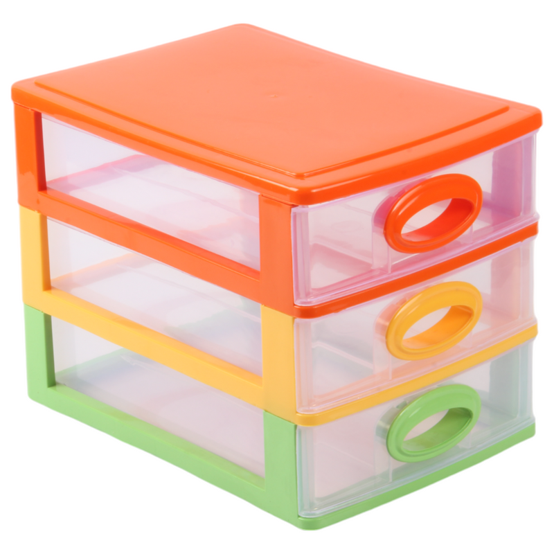 Small Storage Unit with Drawers. 3 Tier Desktop Storage Tower.