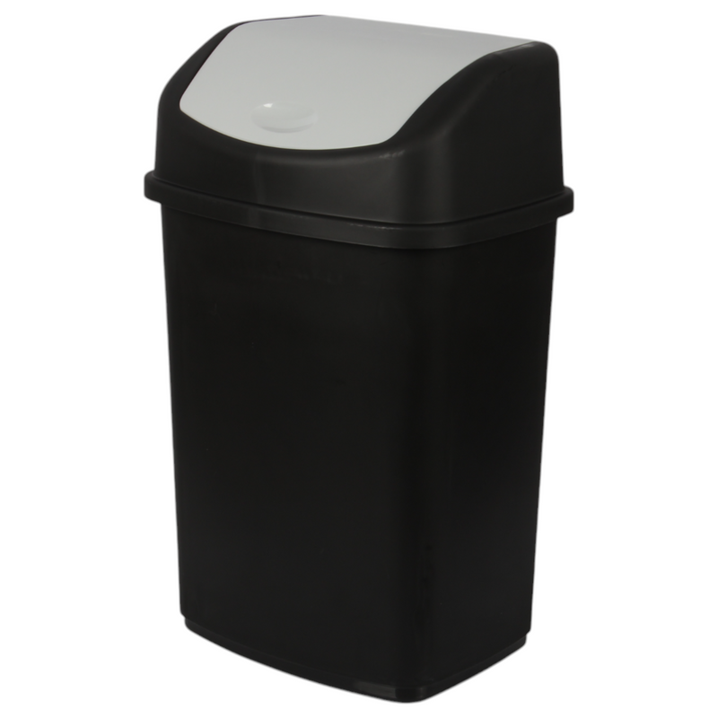 35L Large Swing Top Kitchen Bin. Plastic Dustbin with Flip Top Lid.