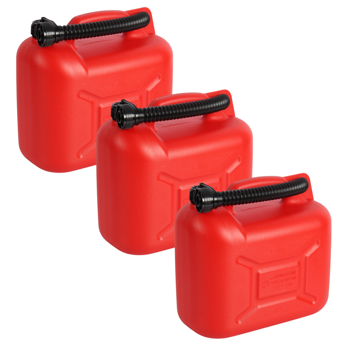 (Pack of 3) Jolie Max 10L Plastic Fuel Tank Cans – Durable Jerry Cans for Petrol, Diesel, and Oil Storage with Handles & Flexible Pouring Spouts, UN Certified (UN 3H1/Y0.9/150)