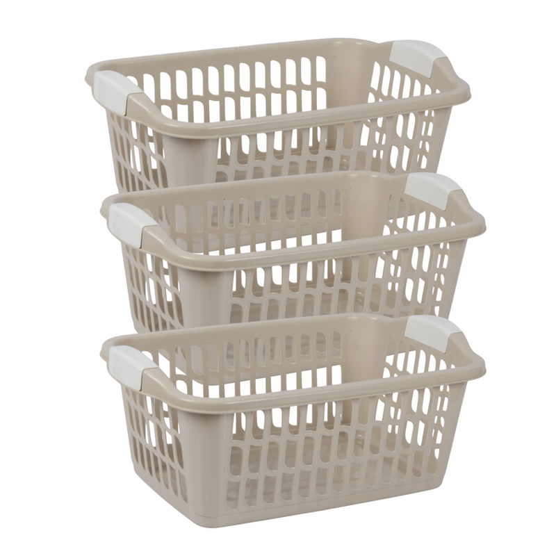 Jolie Max 30L Rectangular Plastic Laundry Baskets. (Pack of 3)
