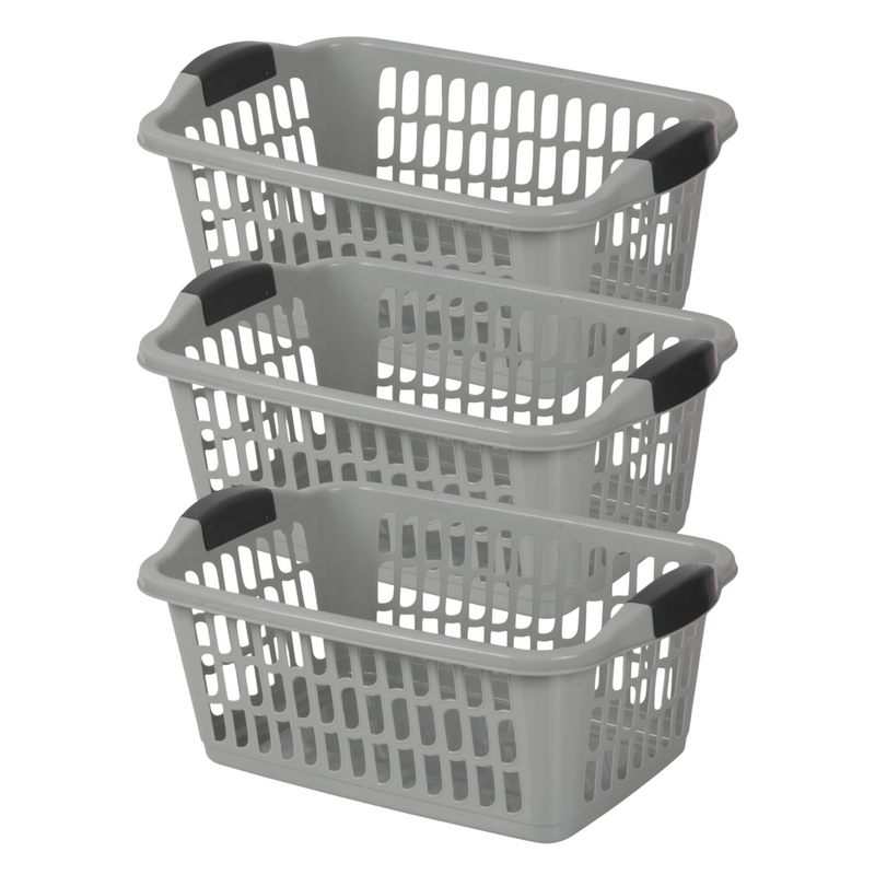 Jolie Max 30L Rectangular Plastic Laundry Baskets. (Pack of 3)