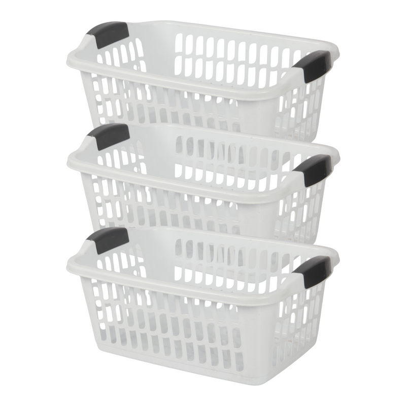 Jolie Max 30L Rectangular Plastic Laundry Baskets. (Pack of 3)