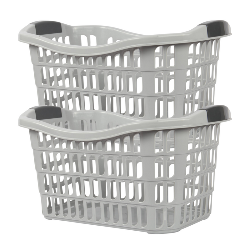 Jolie Max 50L Rectangular Plastic Laundry Baskets. (Pack of 2)