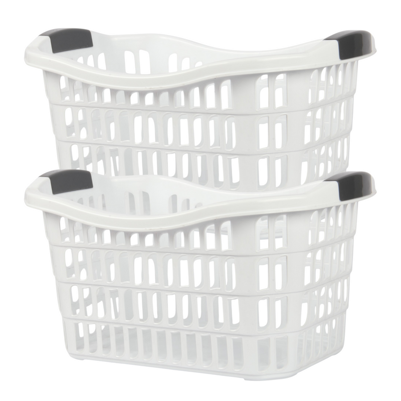Jolie Max 50L Rectangular Plastic Laundry Baskets. (Pack of 2)