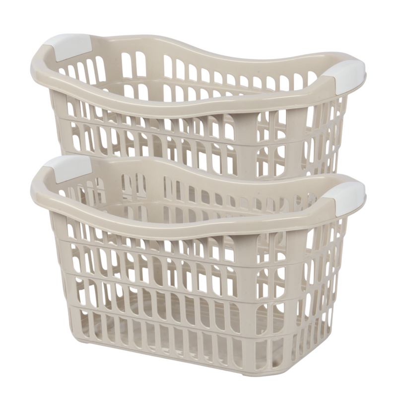 Jolie Max 50L Rectangular Plastic Laundry Baskets. (Pack of 2)