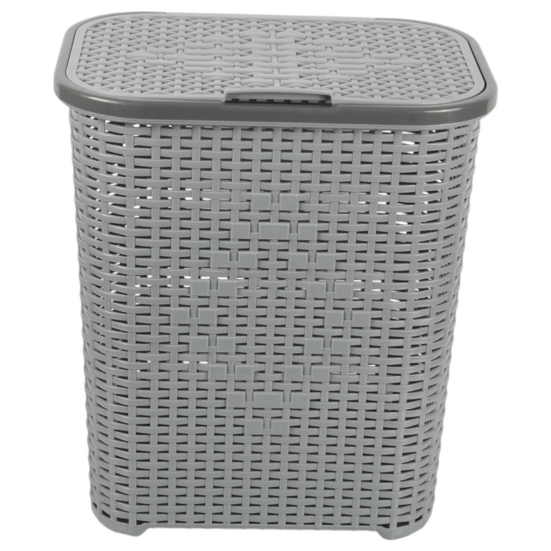 Jolie Max 55L Laundry Basket. Plastic, Rattan Effect Basket. Washing Bin.