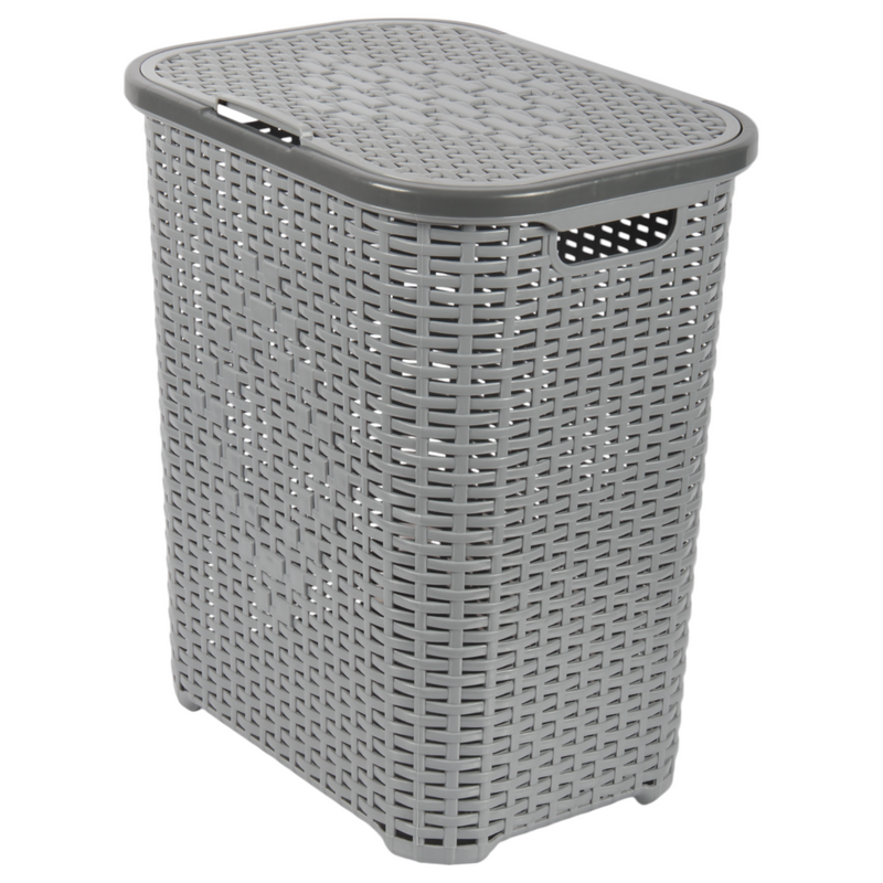 Jolie Max 55L Laundry Basket. Plastic, Rattan Effect Basket. Washing Bin.