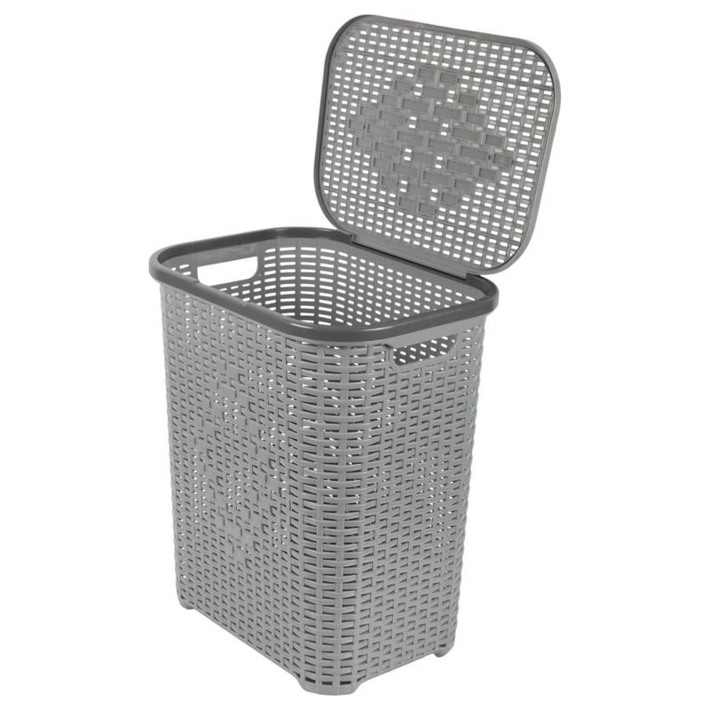 Jolie Max 55L Laundry Basket. Plastic, Rattan Effect Basket. Washing Bin.