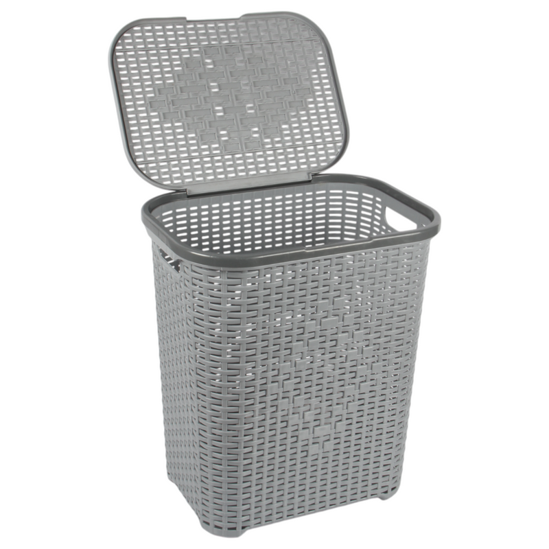 Jolie Max 55L Laundry Basket. Plastic, Rattan Effect Basket. Washing Bin.