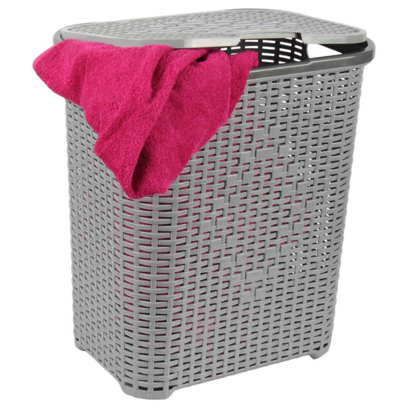 Jolie Max 55L Laundry Basket. Plastic, Rattan Effect Basket. Washing Bin.