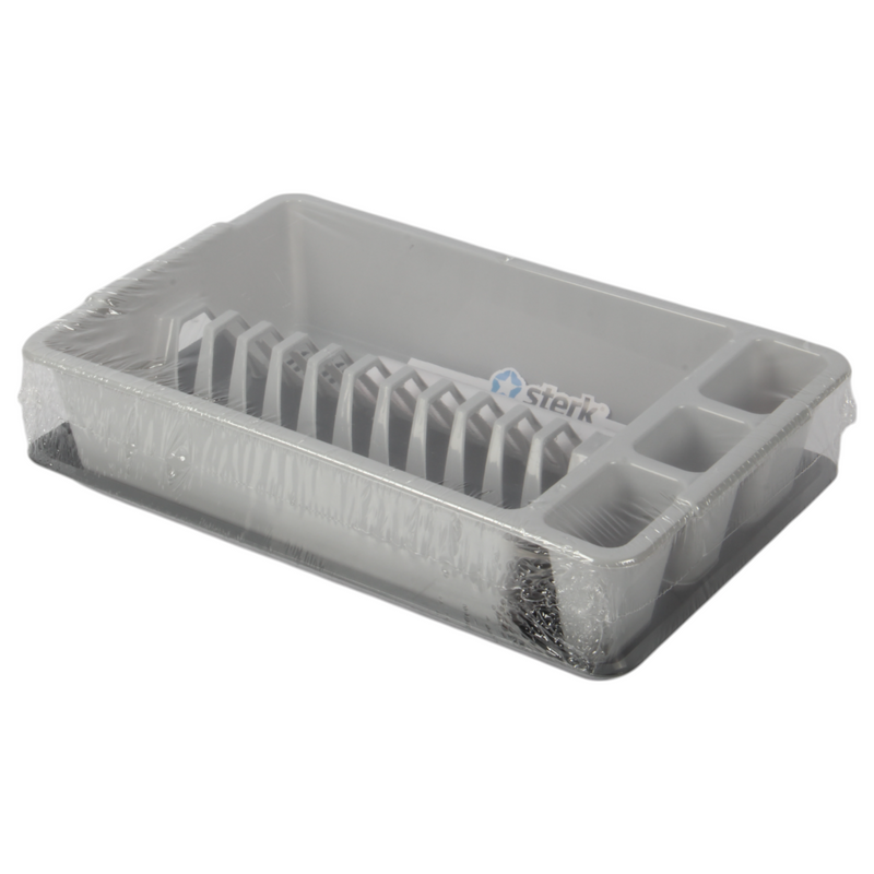 Jolie Max Small Dish Drainer with Drip Tray. Plastic Plate Cutlery Holder Rack.