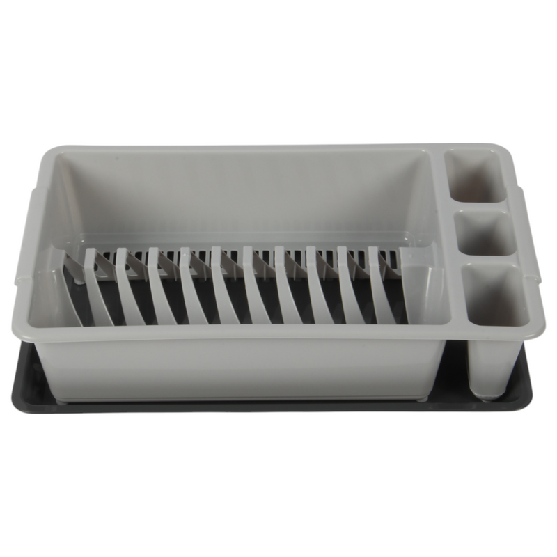 Jolie Max Small Dish Drainer with Drip Tray. Plastic Plate Cutlery Holder Rack.