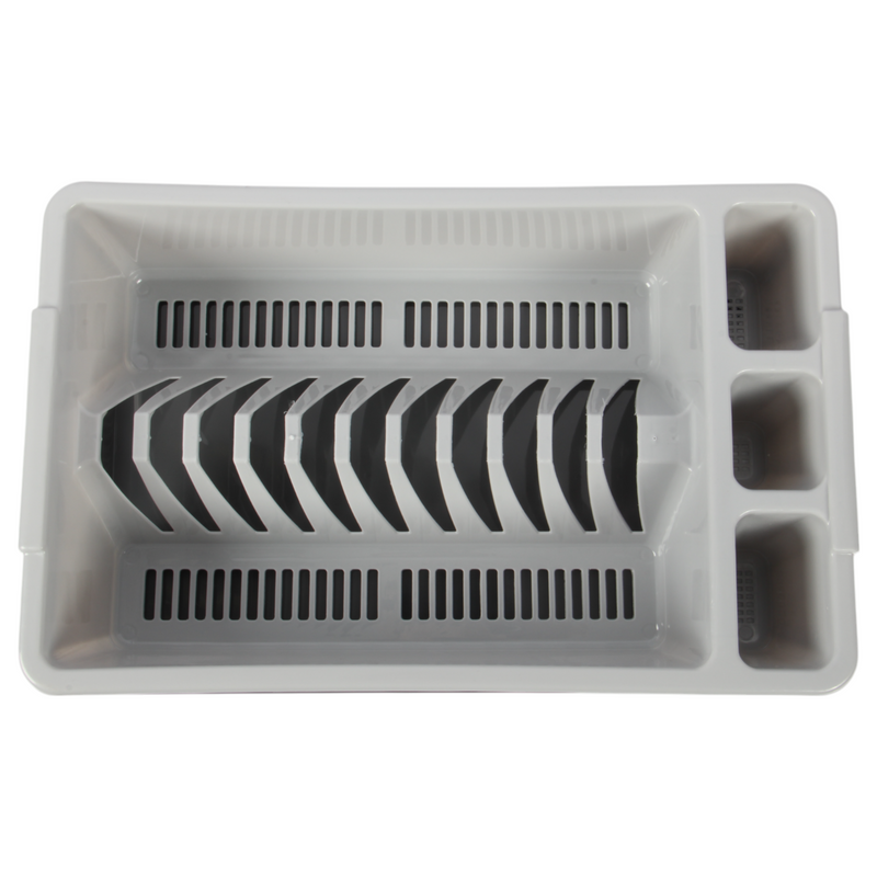 Jolie Max Small Dish Drainer with Drip Tray. Plastic Plate Cutlery Holder Rack.