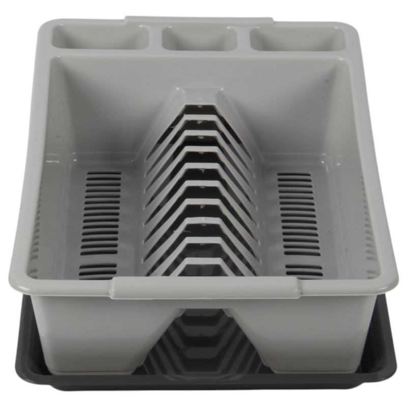 Jolie Max Small Dish Drainer with Drip Tray. Plastic Plate Cutlery Holder Rack.