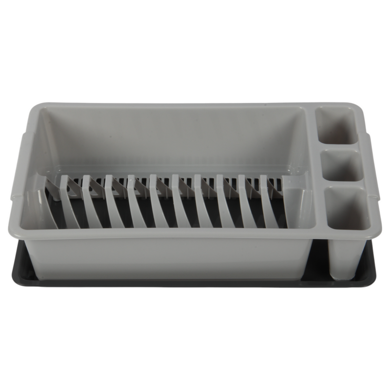 Jolie Max Small Dish Drainer with Drip Tray. Plastic Plate Cutlery Holder Rack.