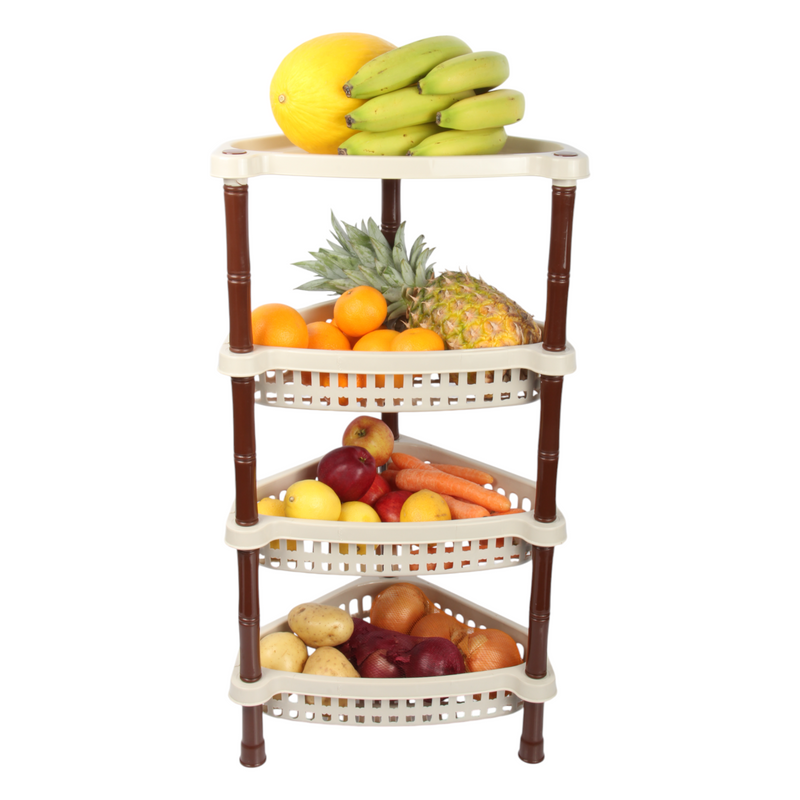 Jolie Max 4-Tier Triangle Corner Rack. Plastic Storage Organizer with Ventilated Baskets.