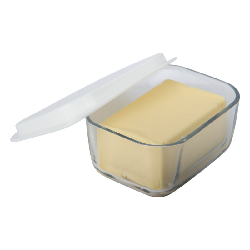 4x Glass Food Storage Container. Butter Dish with Lid. (405 cc/ml)