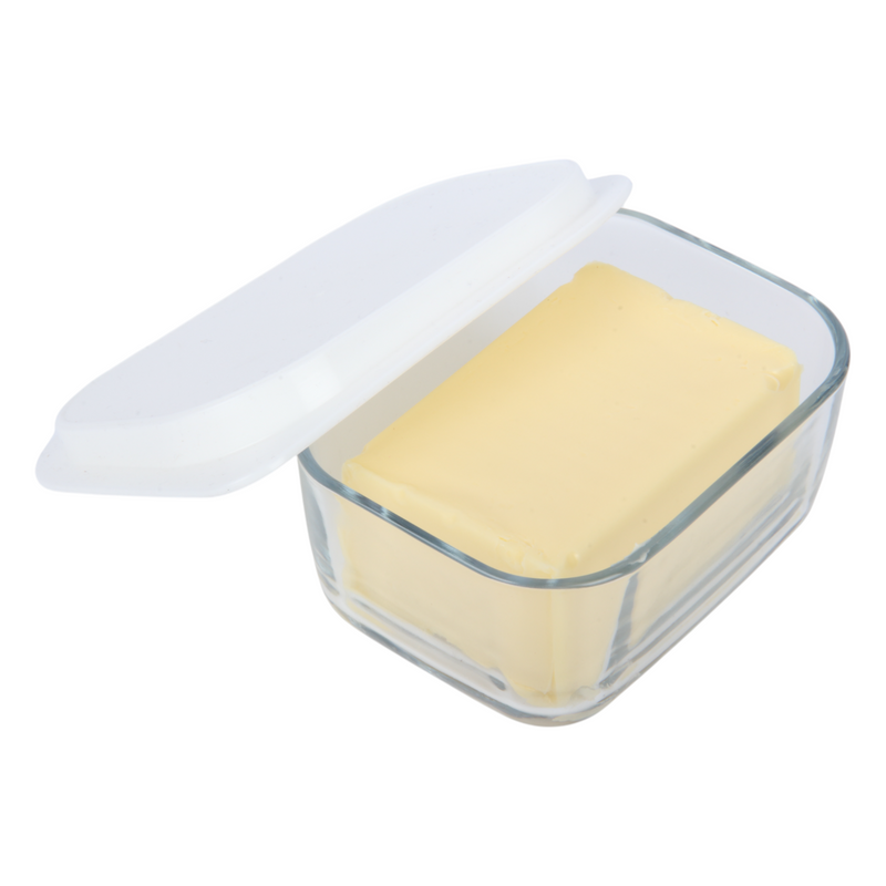 4x Glass Food Storage Container. Butter Dish with Lid. (405 cc/ml)