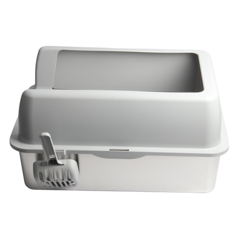 JOLIE MAX Stainless Steel Cat Litter Box – Extra Large, High-Sided & Leak-Proof (60x40x30cm) | Durable, Non-Stick Metal Tray with Lid, Scoop & Mats