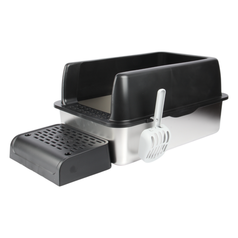 JOLIE MAX Stainless Steel Cat Litter Box – Extra Large, High-Sided & Leak-Proof (60x40x30cm) | Durable, Non-Stick Metal Tray with Lid, Scoop & Mats (Copy)