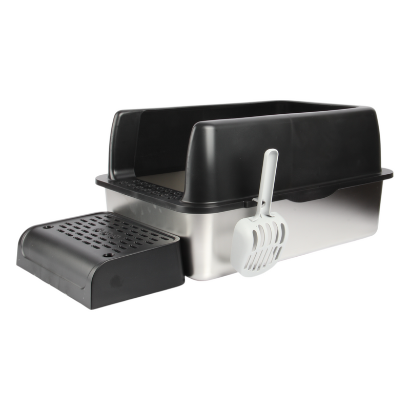 JOLIE MAX Stainless Steel Cat Litter Box – Extra Large, High-Sided & Leak-Proof (60x40x30cm) | Durable, Non-Stick Metal Tray with Lid, Scoop & Mats (Copy)