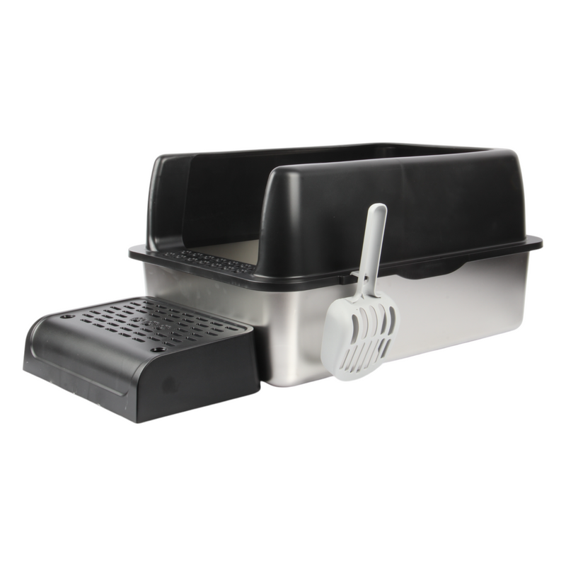 JOLIE MAX Stainless Steel Cat Litter Box – Extra Large, High-Sided & Leak-Proof (60x40x30cm) | Durable, Non-Stick Metal Tray with Lid, Scoop & Mats (Copy)