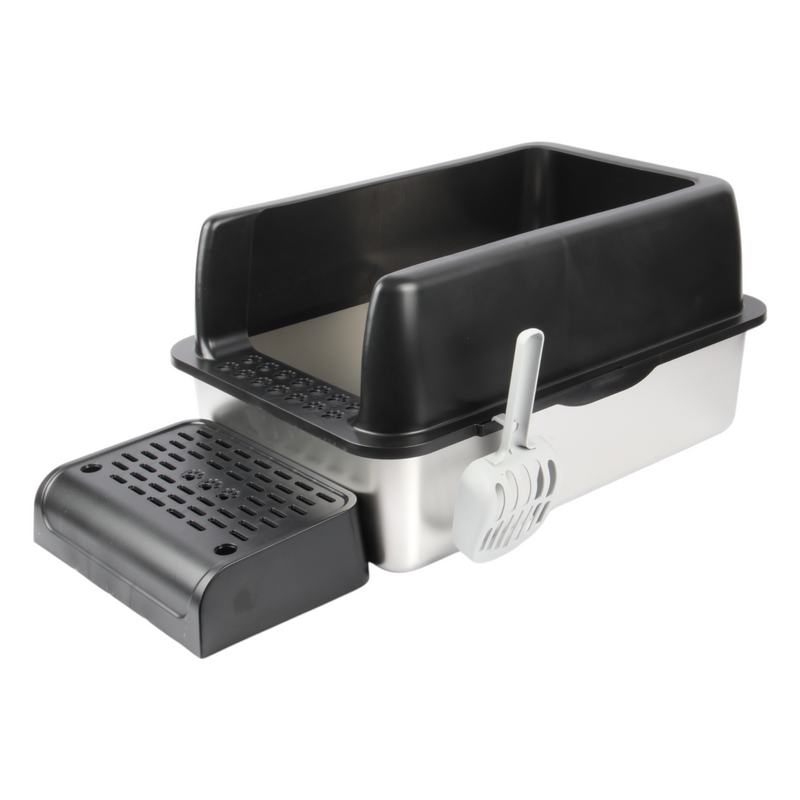 JOLIE MAX Stainless Steel Cat Litter Box – Extra Large, High-Sided & Leak-Proof (60x40x30cm) | Durable, Non-Stick Metal Tray with Lid, Scoop & Mats (Copy)