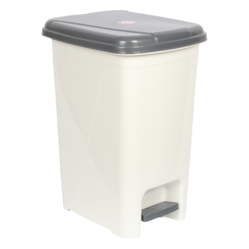 25L Slim Pedal Bin White & Grey
