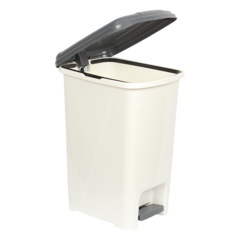 25L Slim Pedal Bin White & Grey