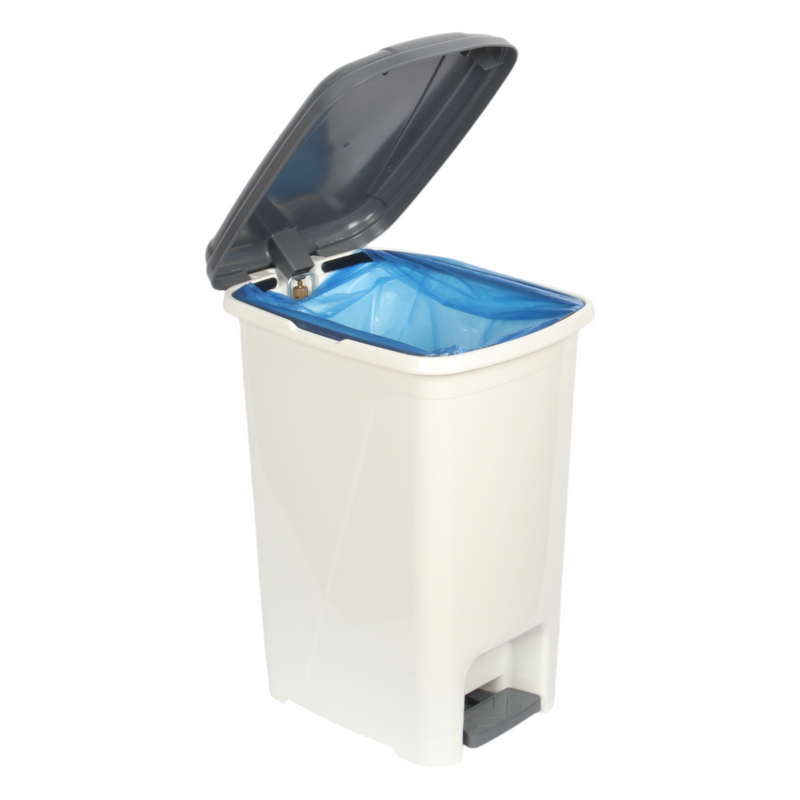 25L Slim Pedal Bin White & Grey
