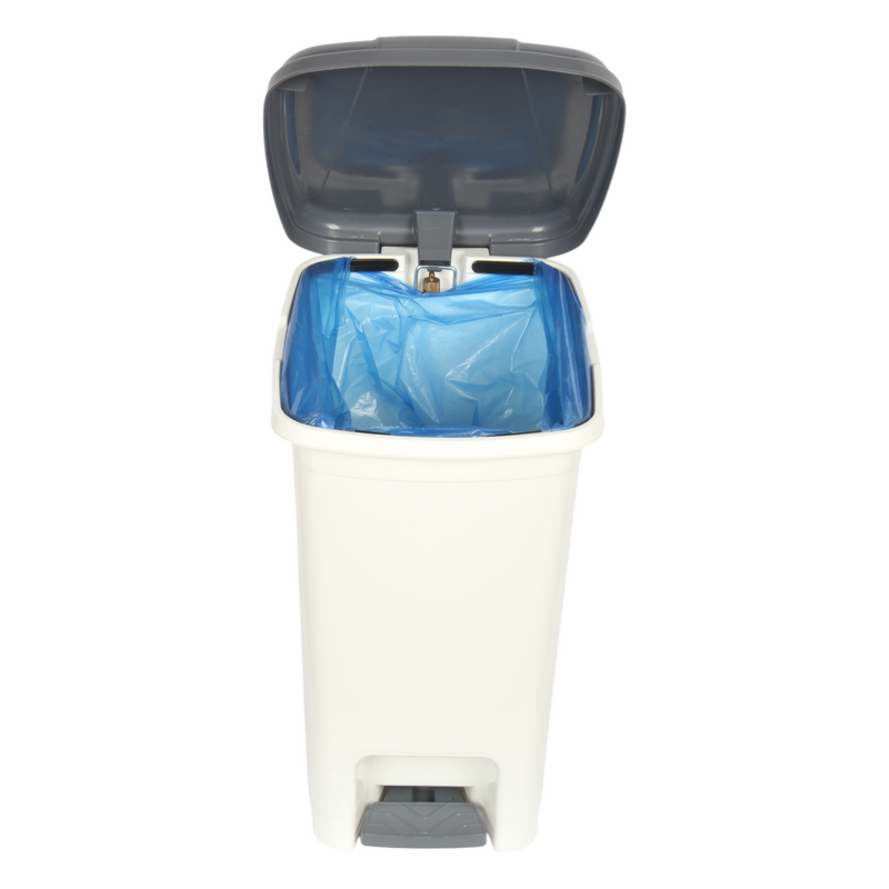 25L Slim Pedal Bin White & Grey