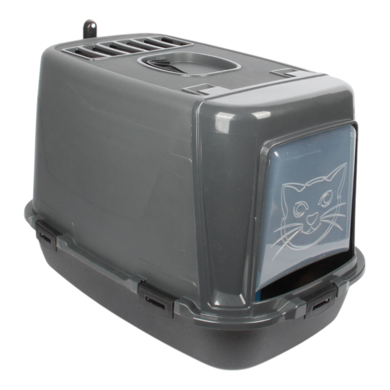 Pet Hooded Litter Tray Box with Scoop. Carbon Filter Litter Box.