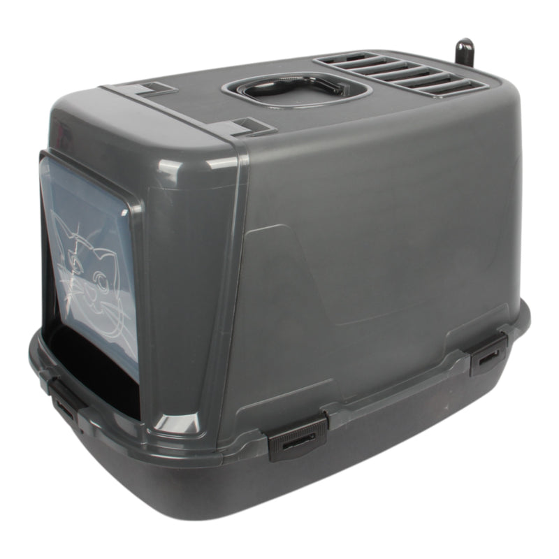 Pet Hooded Litter Tray Box with Scoop. Carbon Filter Litter Box.