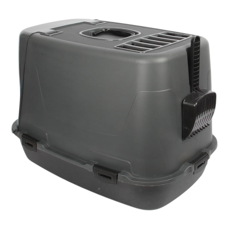 Pet Hooded Litter Tray Box with Scoop. Carbon Filter Litter Box.