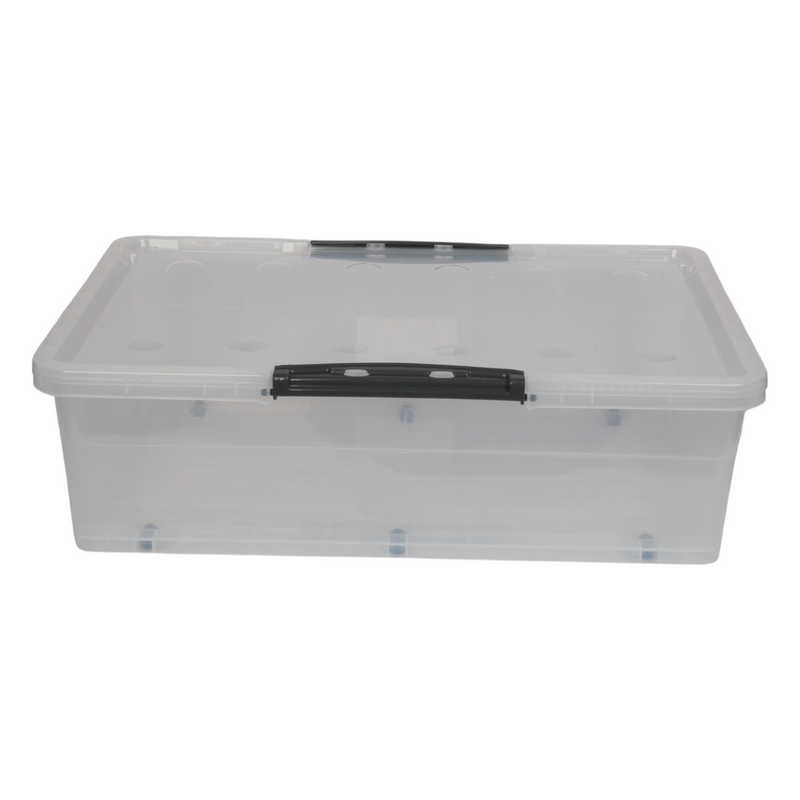 Jolie Max 45L Underbed Storage Box with Wheels & Clip-Lock Lid | Clear Plastic Stackable Organiser | 69 x 49 x 20.5 cm
