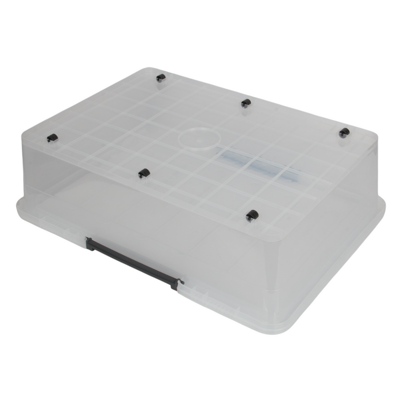 Jolie Max 45L Underbed Storage Box with Wheels & Clip-Lock Lid | Clear Plastic Stackable Organiser | 69 x 49 x 20.5 cm