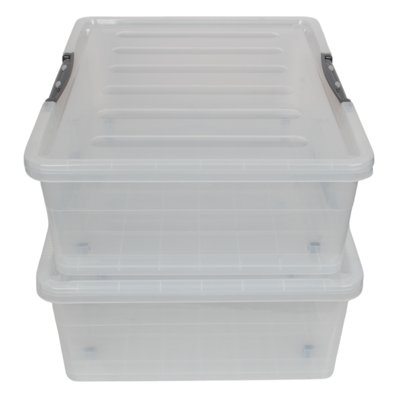 Jolie Max 45L Underbed Storage Box with Wheels & Clip-Lock Lid | Clear Plastic Stackable Organiser | 69 x 49 x 20.5 cm