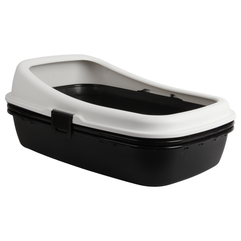 Cat Litter Tray with Sieve. Sifting Litter Box. (Black & White)